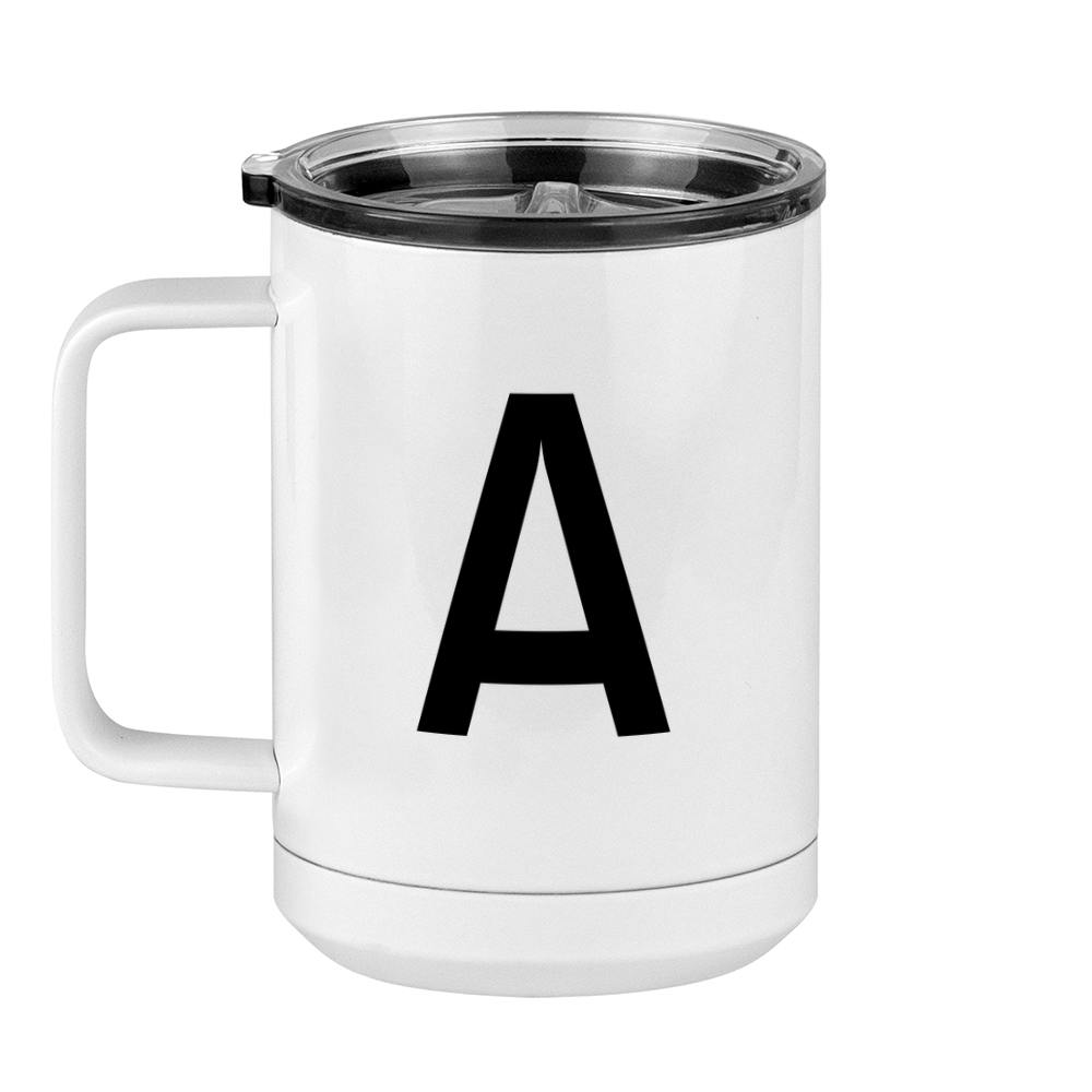 Personalized Initial Coffee Mug Tumbler with Handle (15 oz) - Left View