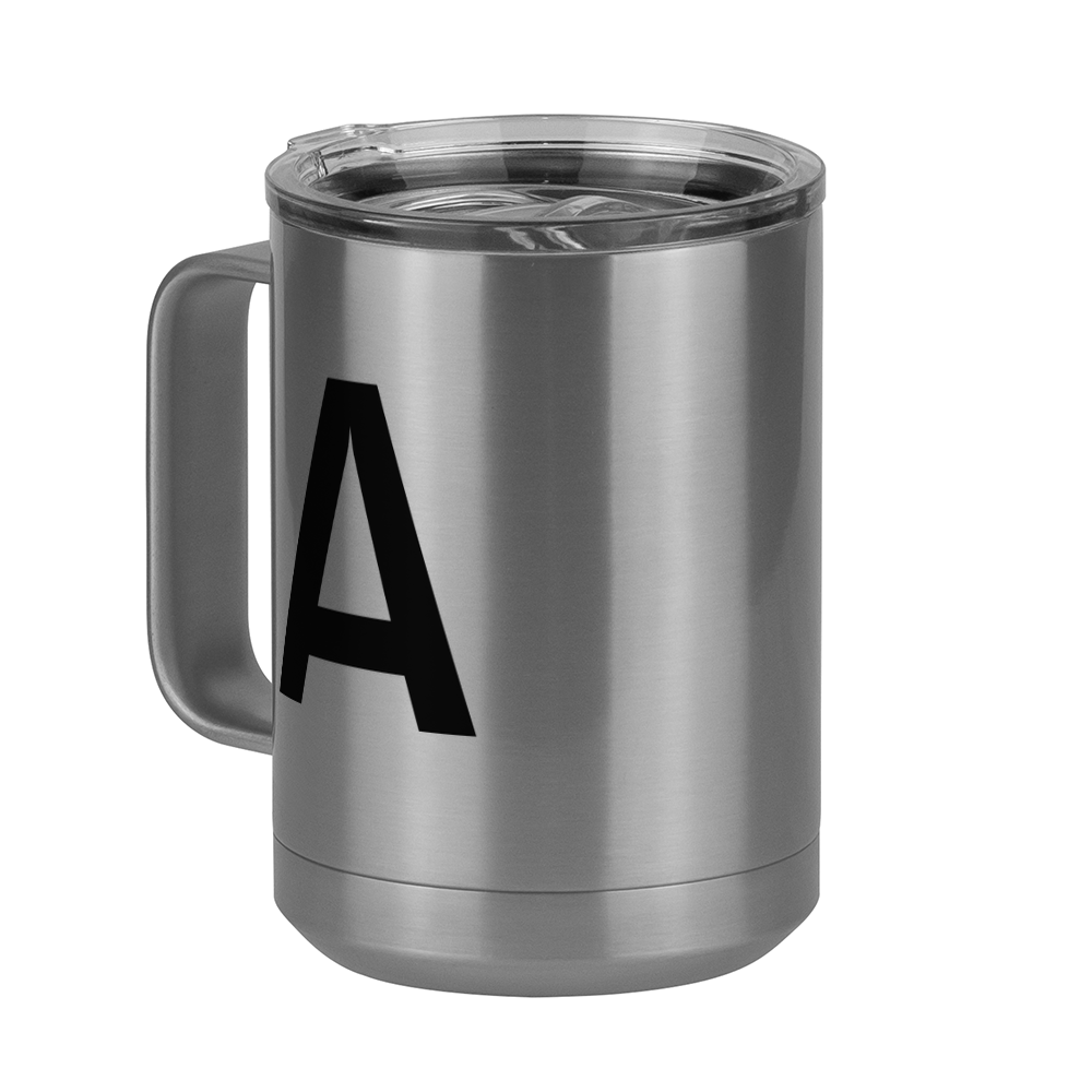 Personalized Initial Coffee Mug Tumbler with Handle (15 oz) - Front Left View
