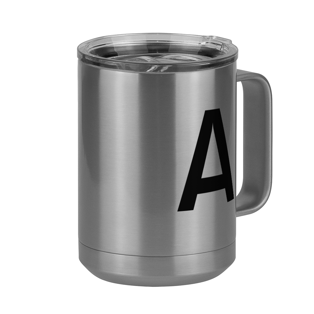 Personalized Initial Coffee Mug Tumbler with Handle (15 oz) - Front Right View