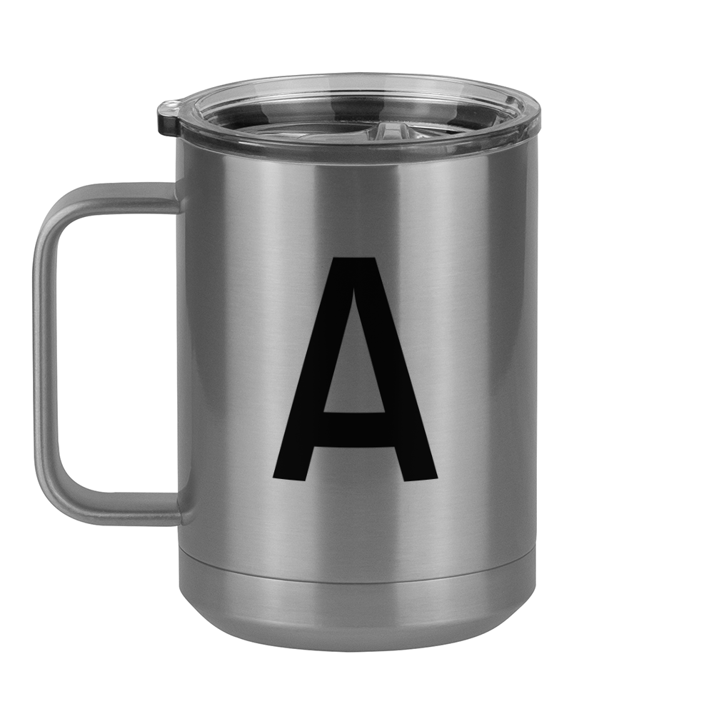 Personalized Initial Coffee Mug Tumbler with Handle (15 oz) - Left View