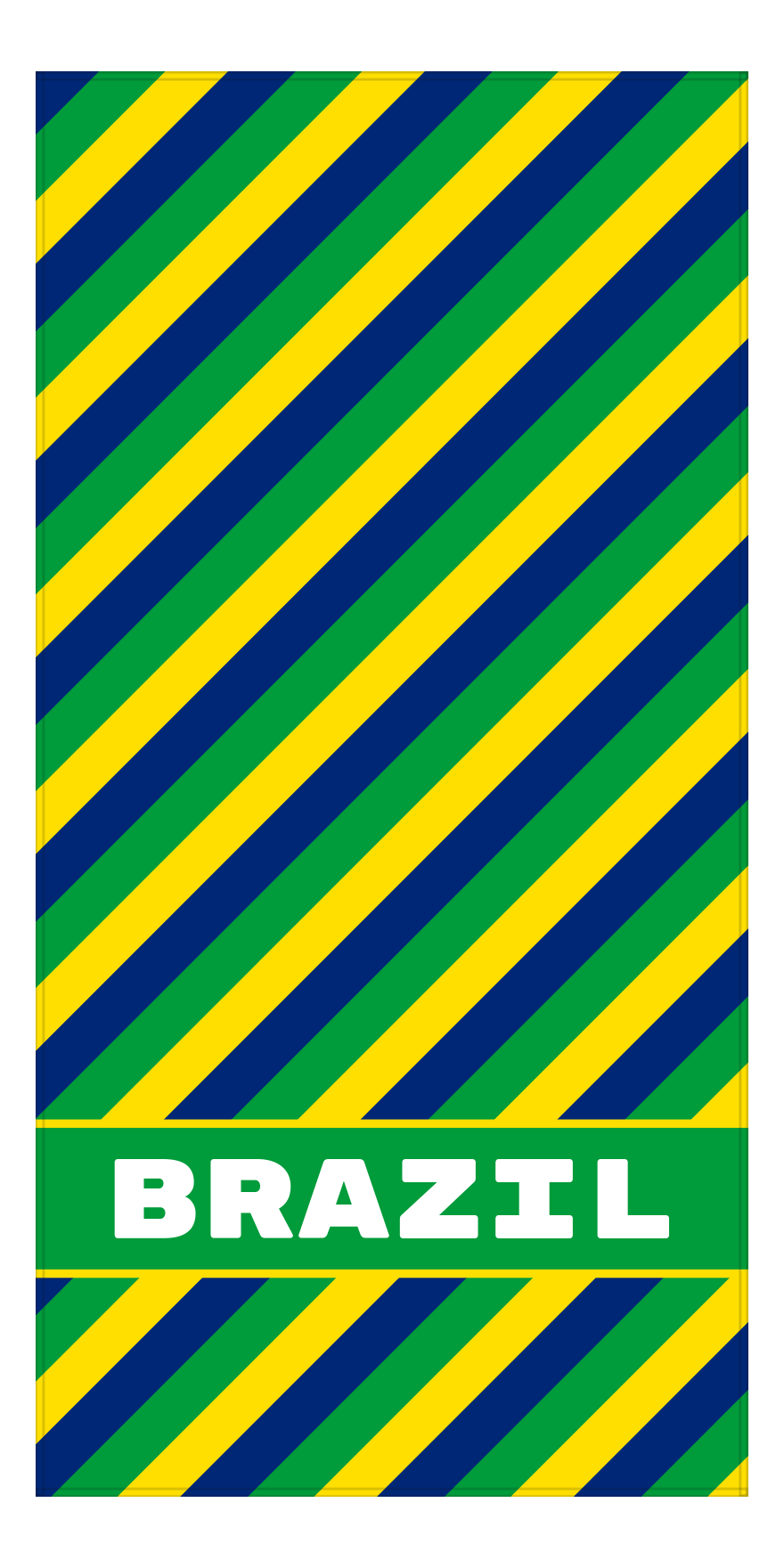 Personalized International Stripes Beach Towel - Brazil - Low Text - Front View