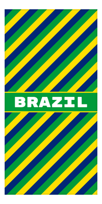 Thumbnail for Personalized International Stripes Beach Towel - Brazil - Middle Text - Front View