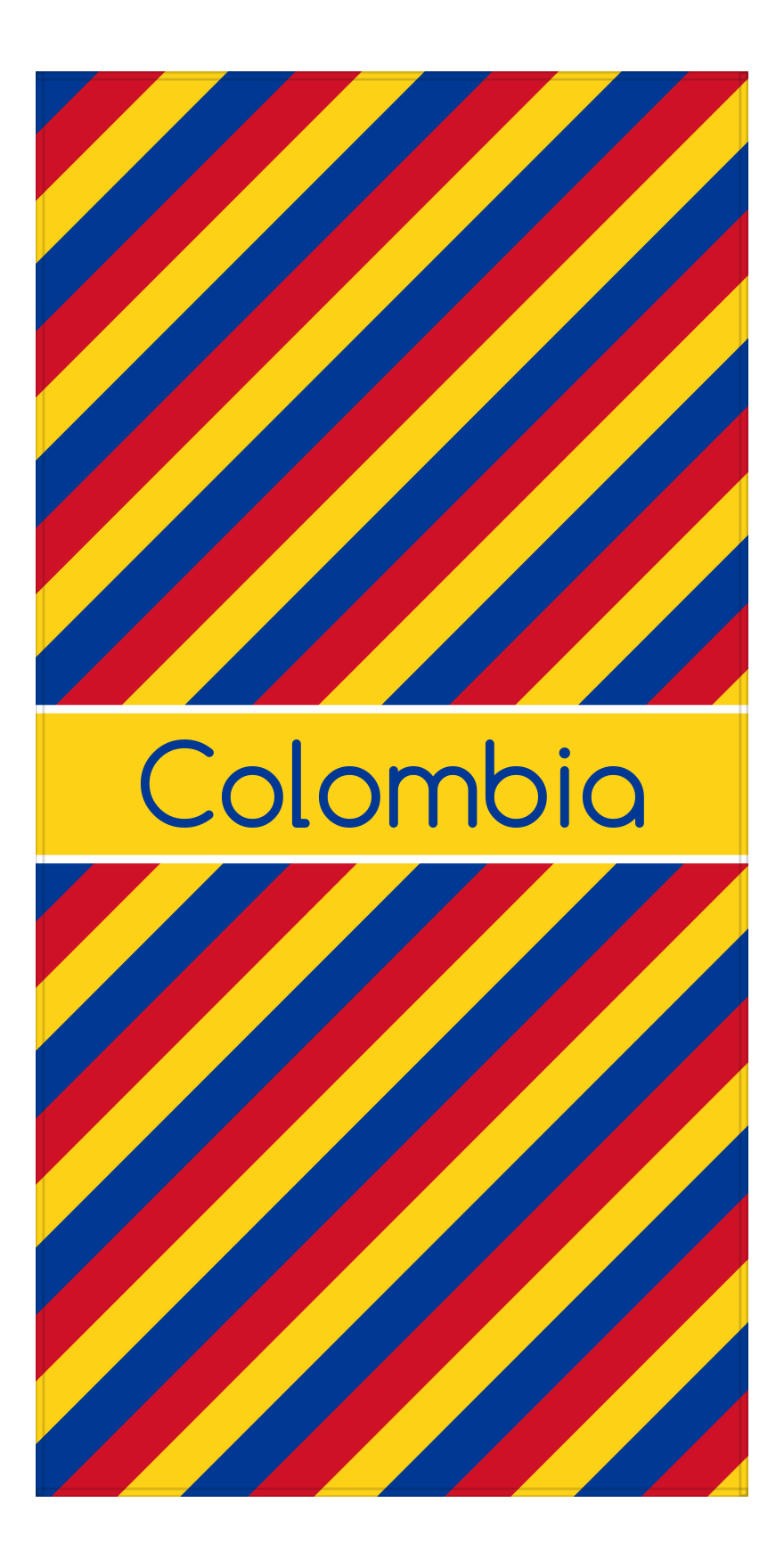 Personalized International Stripes Beach Towel - Colombia - Middle Text - Front View