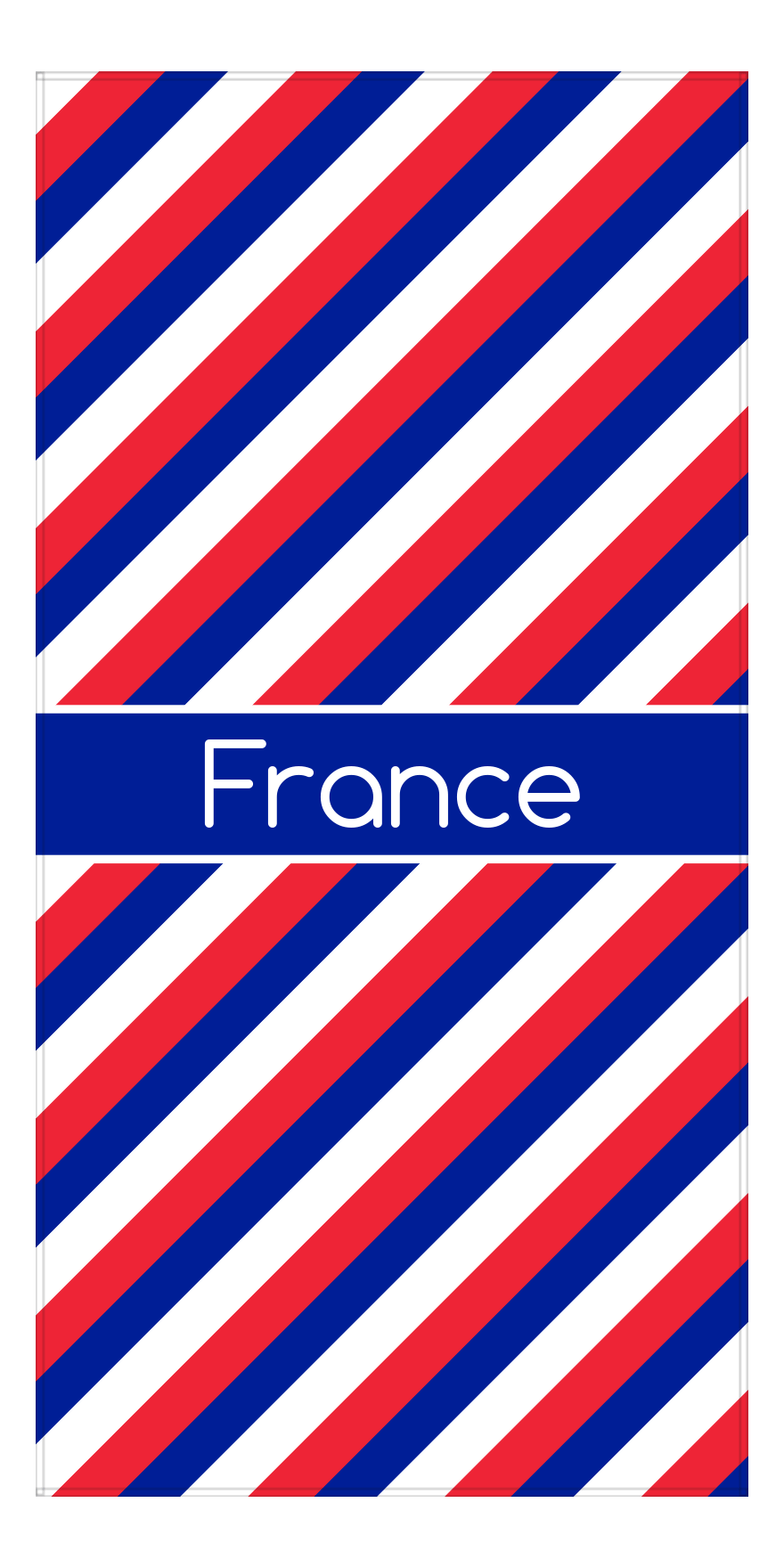 Personalized International Stripes Beach Towel - France - Middle Text - Front View