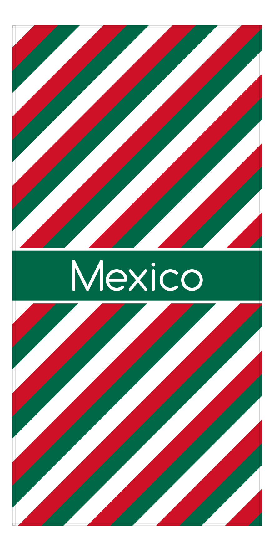 Personalized International Stripes Beach Towel - Mexico - Middle Text - Front View