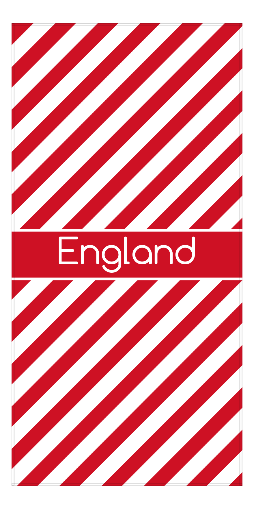 Personalized International Stripes Beach Towel - England - Middle Text - Front View