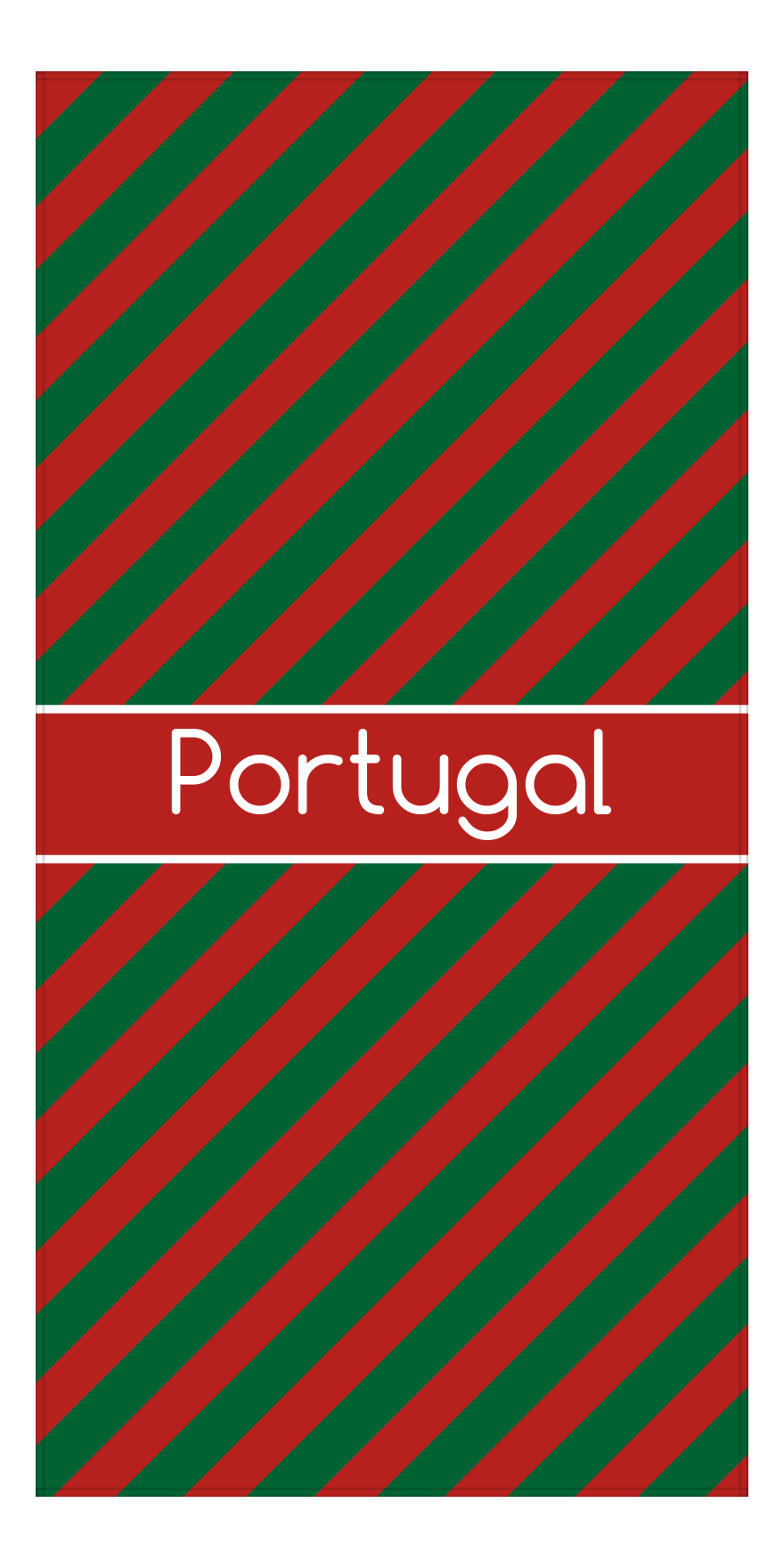 Personalized International Stripes Beach Towel - Portugal - Middle Text - Front View