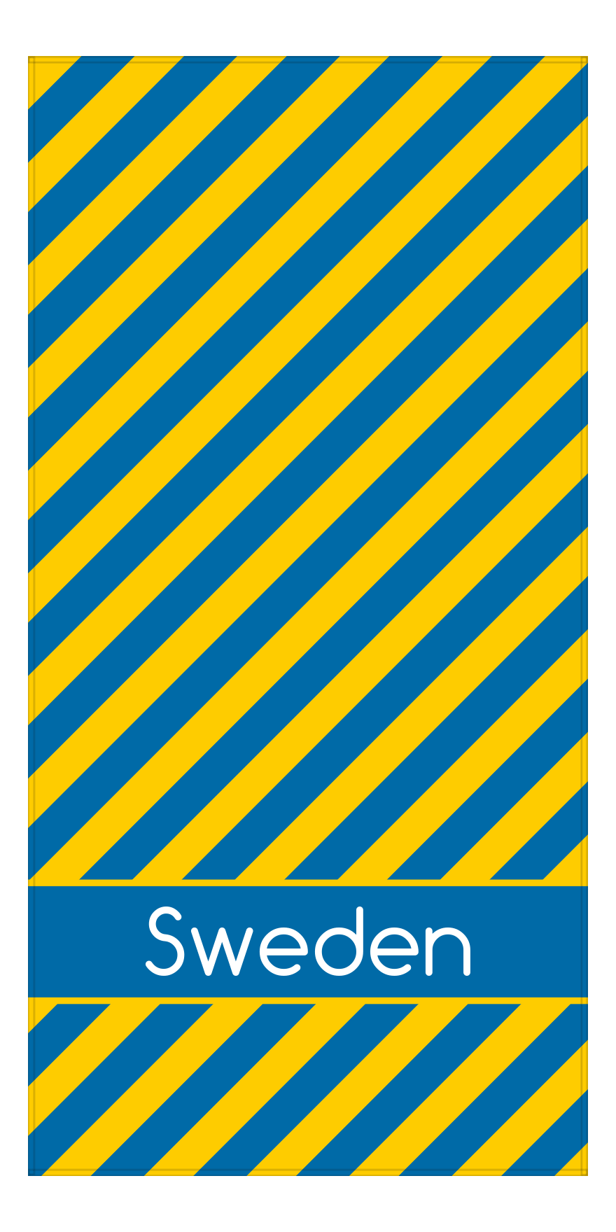 Personalized International Stripes Beach Towel - Sweden - Low Text - Front View