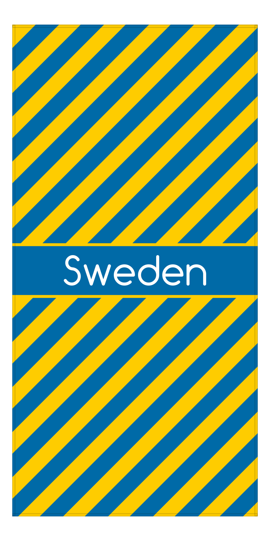 Personalized International Stripes Beach Towel - Sweden - Middle Text - Front View