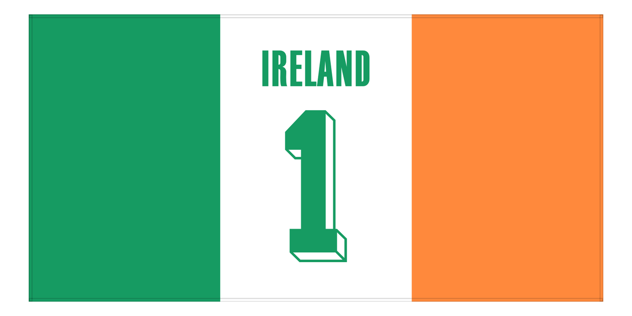 Personalized Ireland Jersey Number Beach Towel - Front View