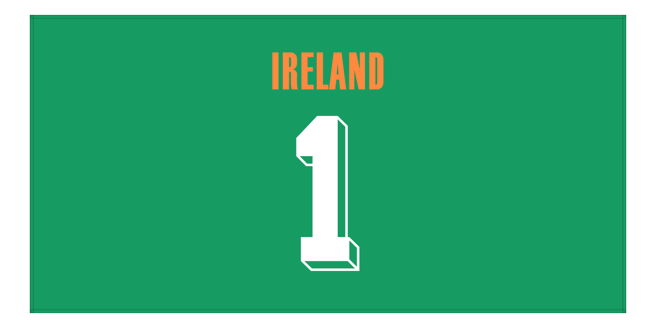 Personalized Ireland Jersey Number Beach Towel - Green - Front View