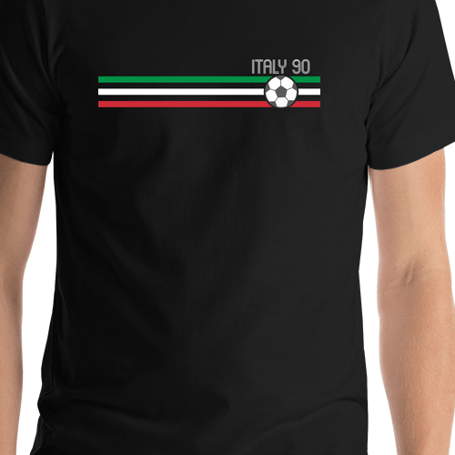 Personalized Italy 1990 World Cup Soccer T-Shirt - Black - Shirt Close-Up View