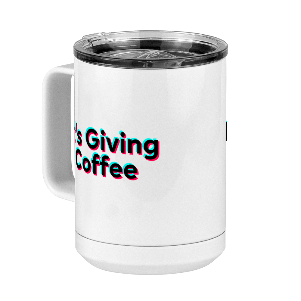 It's Giving Coffee Mug Tumbler with Handle (15 oz) - TikTok Trends - Front Left View