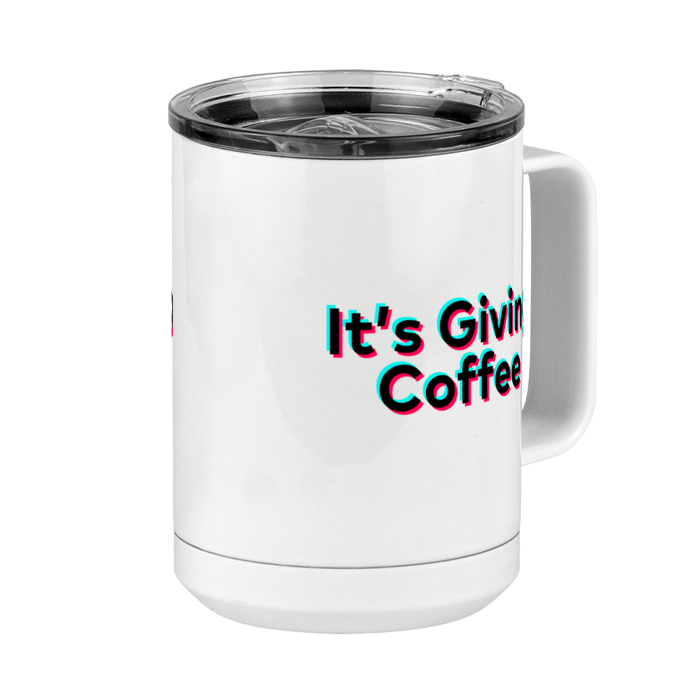 It's Giving Coffee Mug Tumbler with Handle (15 oz) - TikTok Trends - Front Right View