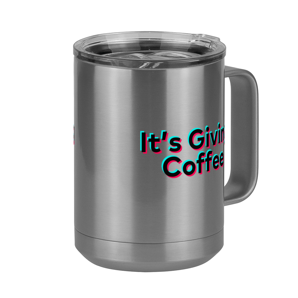 It's Giving Coffee Mug Tumbler with Handle (15 oz) - TikTok Trends - Front Right View