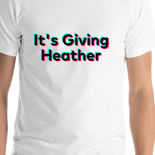 It's Giving Heather T-Shirt - White - TikTok Trends - Shirt Close-Up View