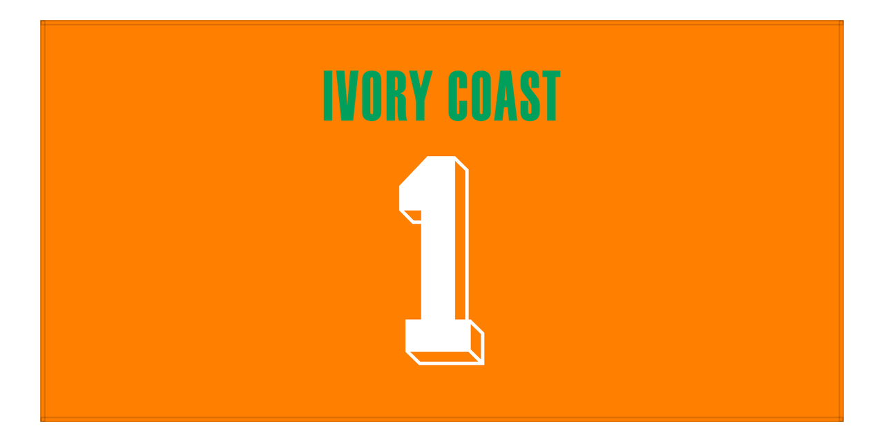 Personalized Ivory Coast Jersey Number Beach Towel - Orange - Front View