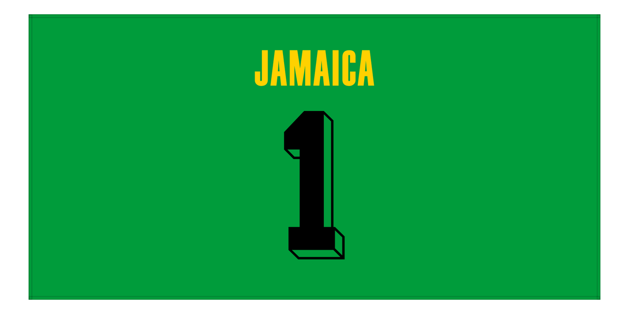 Personalized Jamaica Jersey Number Beach Towel - Green - Front View