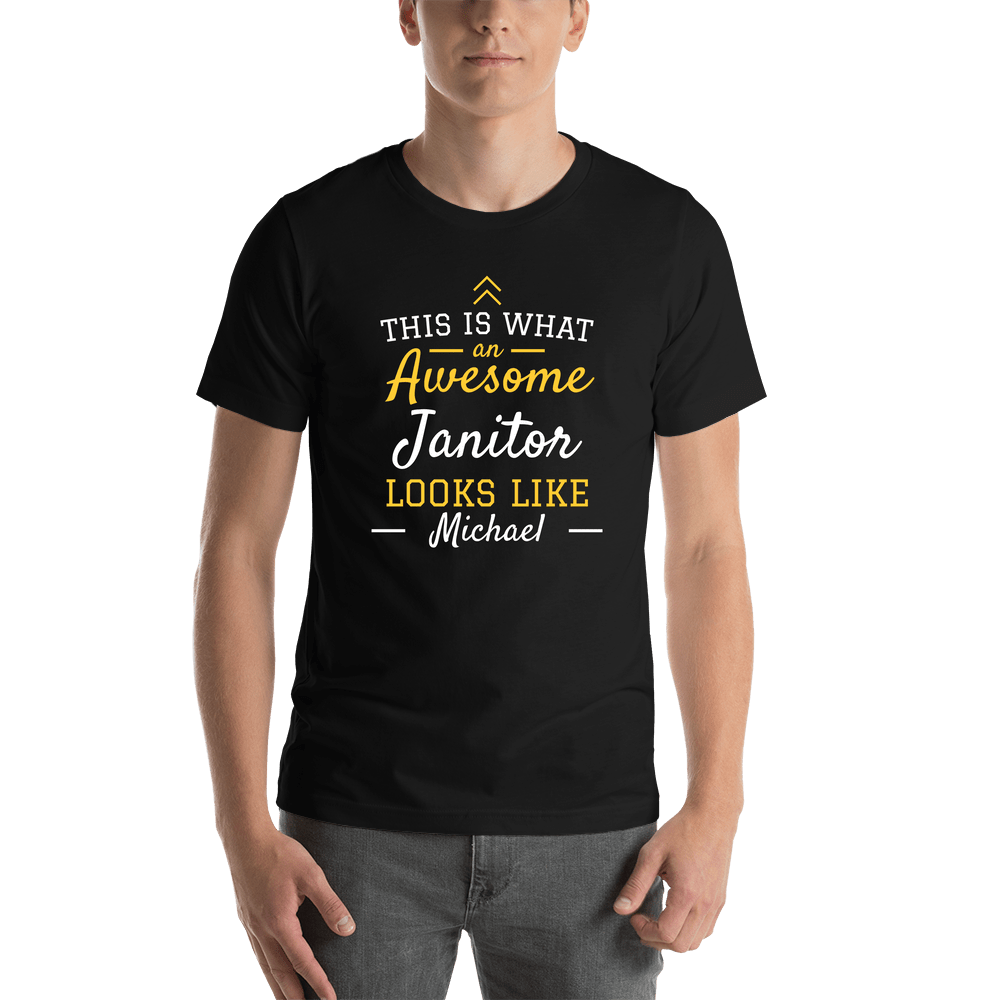 Personalized Janitor T-Shirt - Black - Shirt View