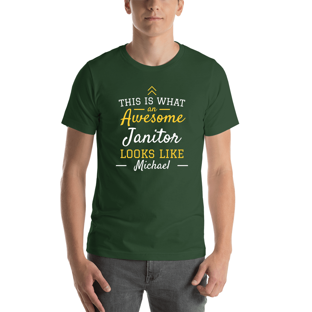 Personalized Janitor T-Shirt - Green - Shirt View