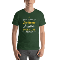 Thumbnail for Personalized Janitor T-Shirt - Green - Shirt View