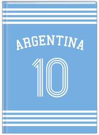 Thumbnail for Personalized Jersey Number Journal with Arched Name - Argentina - Triple Stripe - Front View