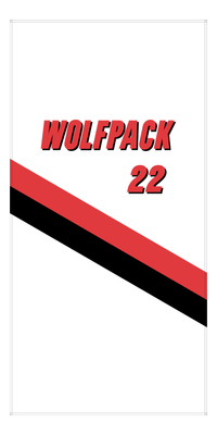 Thumbnail for Personalized Jersey Number Beach Towel - Angled Stripes - Portland White and Red - Front View