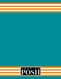 Thumbnail for Personalized Jersey Number Notebook with Arched Name - Teal and Orange - Triple Stripe - Back View