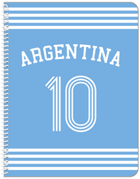 Thumbnail for Personalized Jersey Number Notebook with Arched Name - Argentina - Triple Stripe - Front View