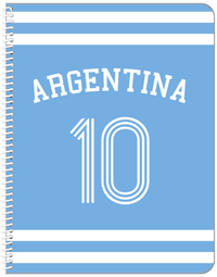 Thumbnail for Personalized Jersey Number Notebook with Arched Name - Argentina - Single Stripe - Front View