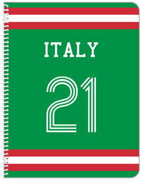 Thumbnail for Personalized Jersey Number Notebook - Italy - Single Stripe - Front View