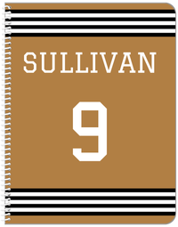 Thumbnail for Personalized Jersey Number Notebook - Gold and Black - Triple Stripe - Front View