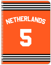 Thumbnail for Personalized Jersey Number Notebook with Arched Name - Netherlands - Triple Stripe - Front View