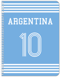Thumbnail for Personalized Jersey Number Notebook - Argentina - Triple Stripe - Front View