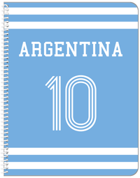 Thumbnail for Personalized Jersey Number Notebook - Argentina - Single Stripe - Front View