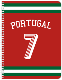 Thumbnail for Personalized Jersey Number Notebook with Arched Name - Portugal - Single Stripe - Front View