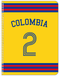 Thumbnail for Personalized Jersey Number Notebook with Arched Name - Colombia - Double Stripe - Front View