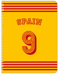 Thumbnail for Personalized Jersey Number Notebook with Arched Name - Spain - Triple Stripe - Front View