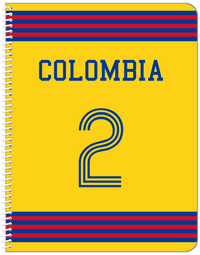 Thumbnail for Personalized Jersey Number Notebook - Colombia - Triple Stripe - Front View