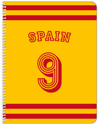 Thumbnail for Personalized Jersey Number Notebook with Arched Name - Spain - Single Stripe - Front View