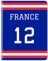 Thumbnail for Personalized Jersey Number Notebook - France - Single Stripe - Front View