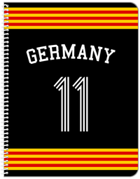 Thumbnail for Personalized Jersey Number Notebook with Arched Name - Germany - Triple Stripe - Front View