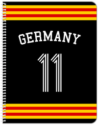 Thumbnail for Personalized Jersey Number Notebook with Arched Name - Germany - Double Stripe - Front View