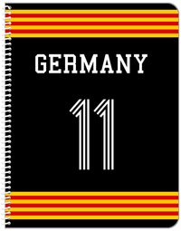 Thumbnail for Personalized Jersey Number Notebook - Germany - Triple Stripe - Front View