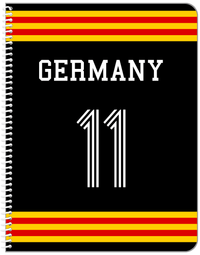 Thumbnail for Personalized Jersey Number Notebook - Germany - Double Stripe - Front View