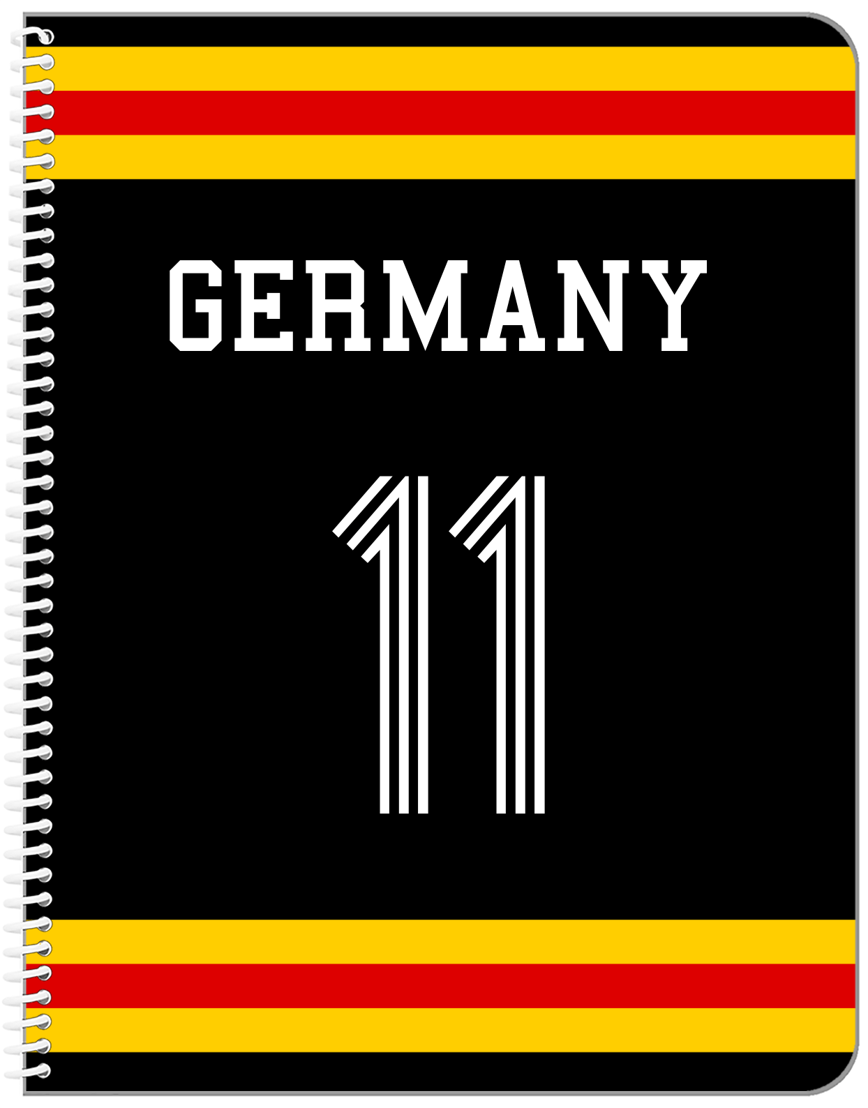 Personalized Jersey Number Notebook - Germany - Single Stripe - Front View