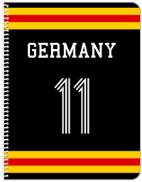 Thumbnail for Personalized Jersey Number Notebook - Germany - Single Stripe - Front View