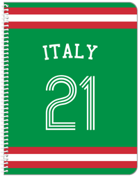 Thumbnail for Personalized Jersey Number Notebook with Arched Name - Italy - Single Stripe - Front View