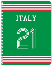 Thumbnail for Personalized Jersey Number Notebook - Italy - Triple Stripe - Front View