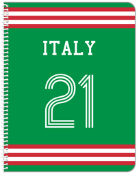 Thumbnail for Personalized Jersey Number Notebook - Italy - Double Stripe - Front View